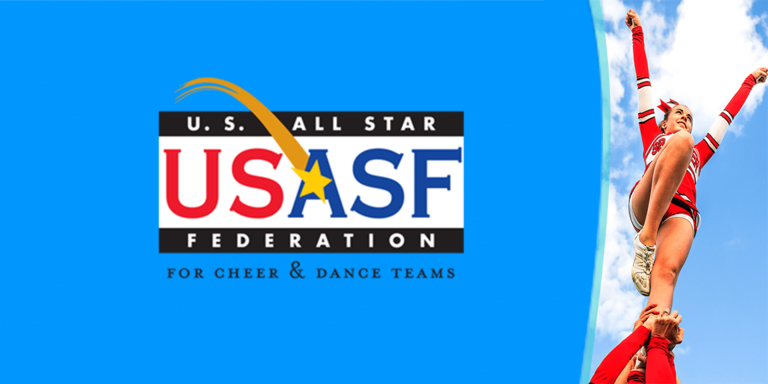 usasf logo with all star cheerleader